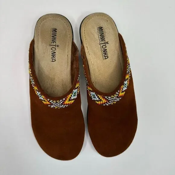 Minnetonka Suede Clogs with Beading - Picture 2 of 7